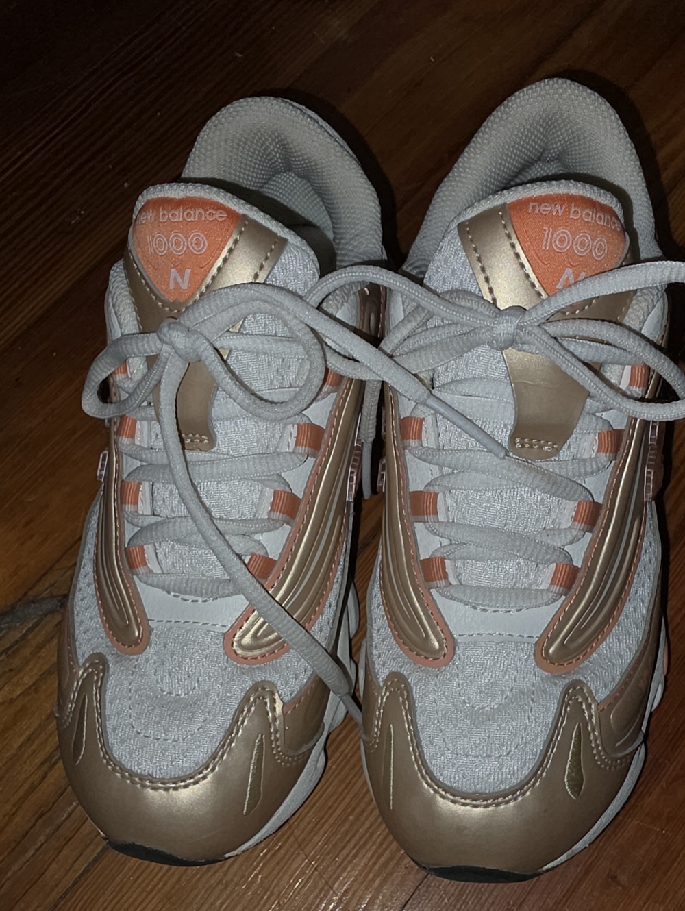 New Balance Women's White, Gold & Peach Athletic Sneakers